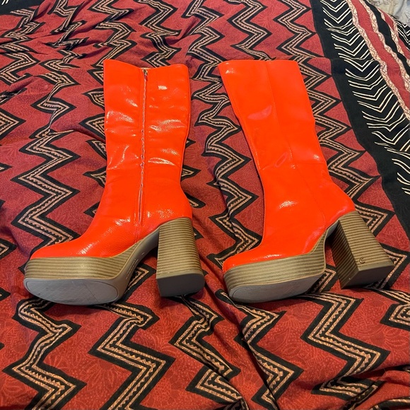Circus NY by Sam Edelman Sandy Knee High Platform Boots Poppy Haze Orange sz 7 - Picture 9 of 10